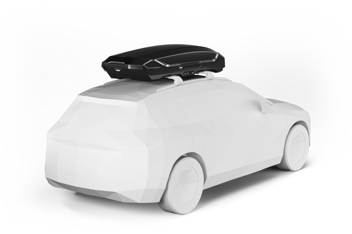 A black Thule Motion 3 XL black cargo box
